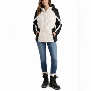 Athletic Works Women's Black and Cream Ski Jacket. EUC.